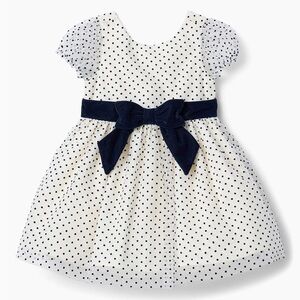 Janie and Jack Polka Dot Kids Dress with Navy Bow